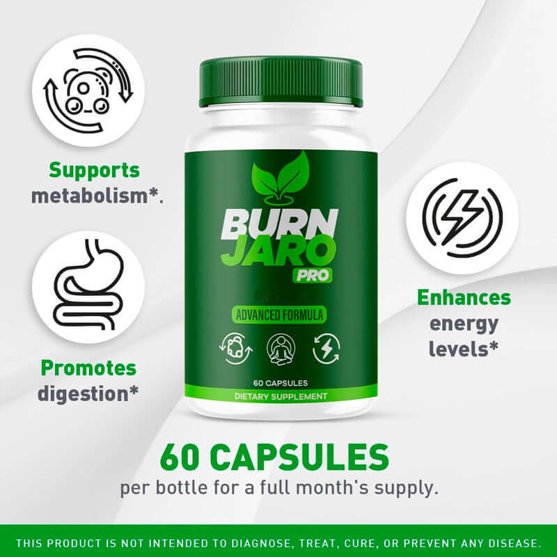 Fat Burning Capsules Health Supplements in a green bottle with 60 capsules for weight management and energy boost.