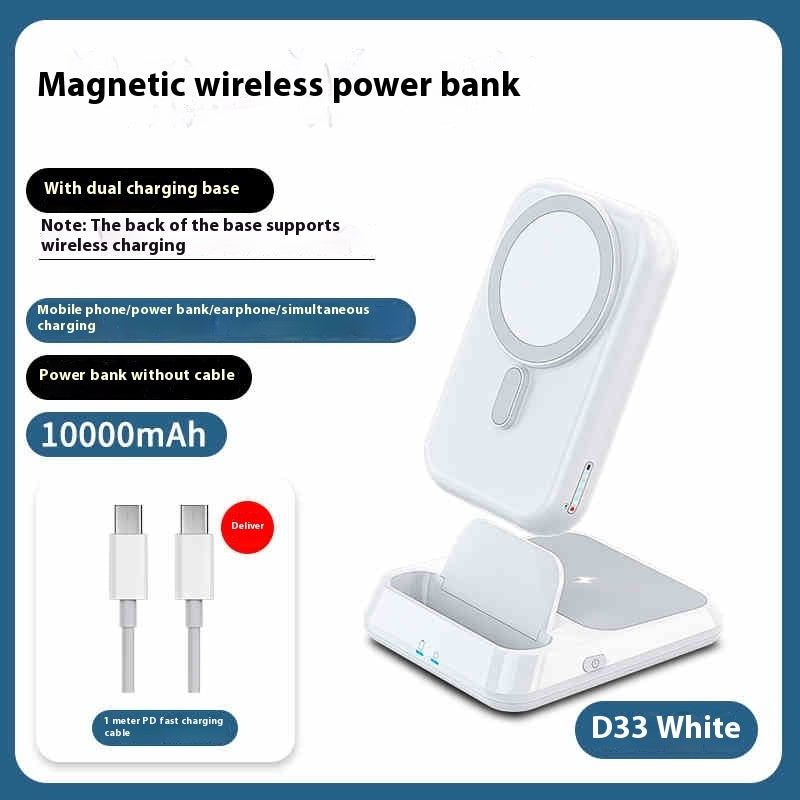 Ultra-thin Compact Portable Magnetic Wireless Power Bank with magnetic attachment
