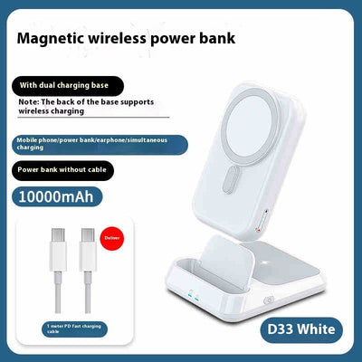 Ultra-thin Compact Portable Magnetic Wireless Power Bank with magnetic attachment