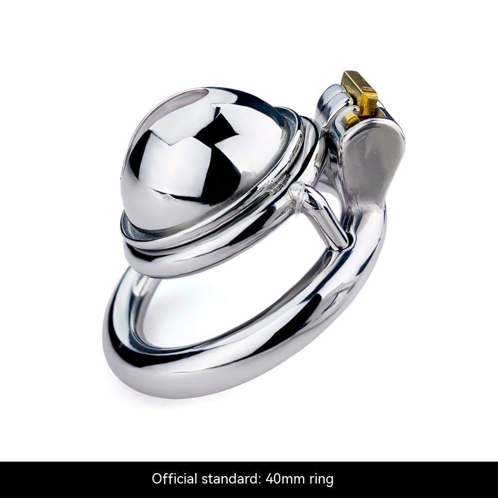 Compact Miniature Chastity Lock Stainless Steel Metal displayed in a sleek design with a shiny finish.